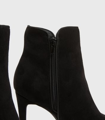 black suede stiletto ankle boots