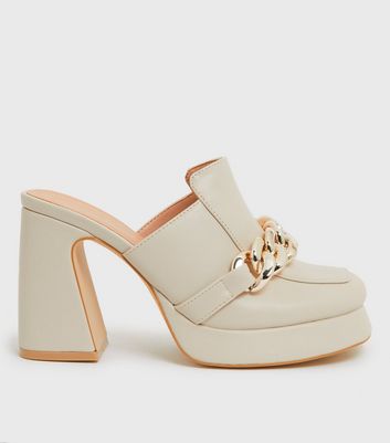 platform white block heels