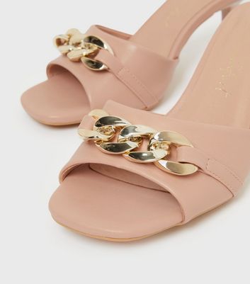 Click to view product details and reviews for Cream Chain Trim Kitten Heel Mules New Look Vegan.