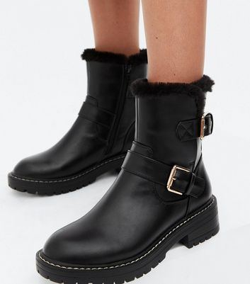 Biker boots with sales fur