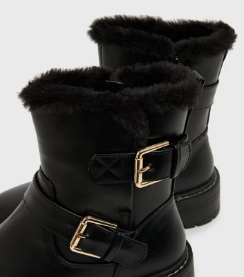 Sheepskin store biker boots