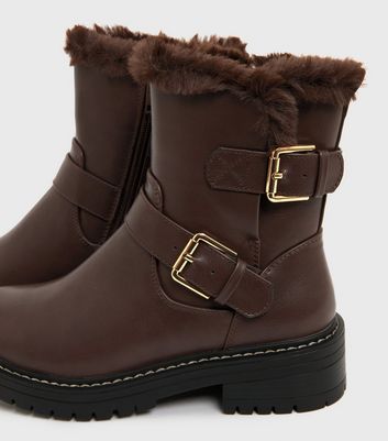 chocolate brown fur boots