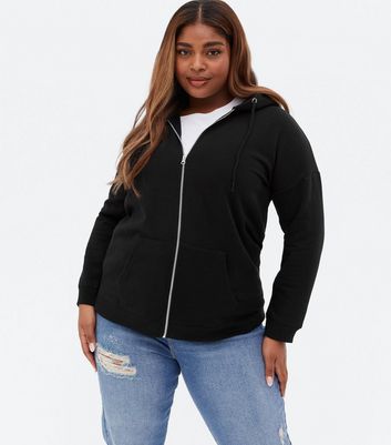 Women's plus size cheap black zip up hoodie