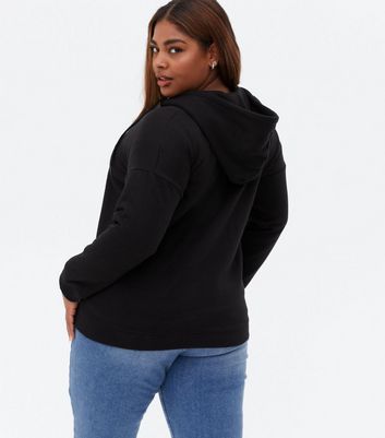 Curves Black Jersey Zip Hoodie | New Look