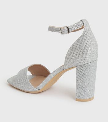 silver square heels
