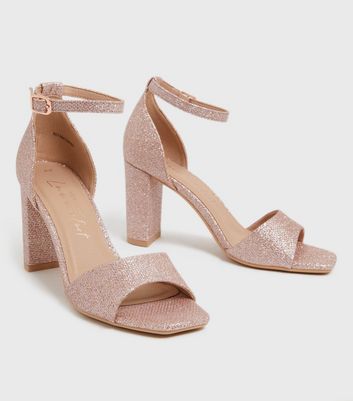 Public Desire Sparkle rose gold diamante clear detail tie up heeled sandals  | ASOS