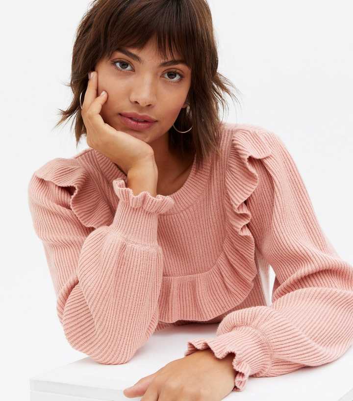 Mid Pink Frill Yoke Jumper