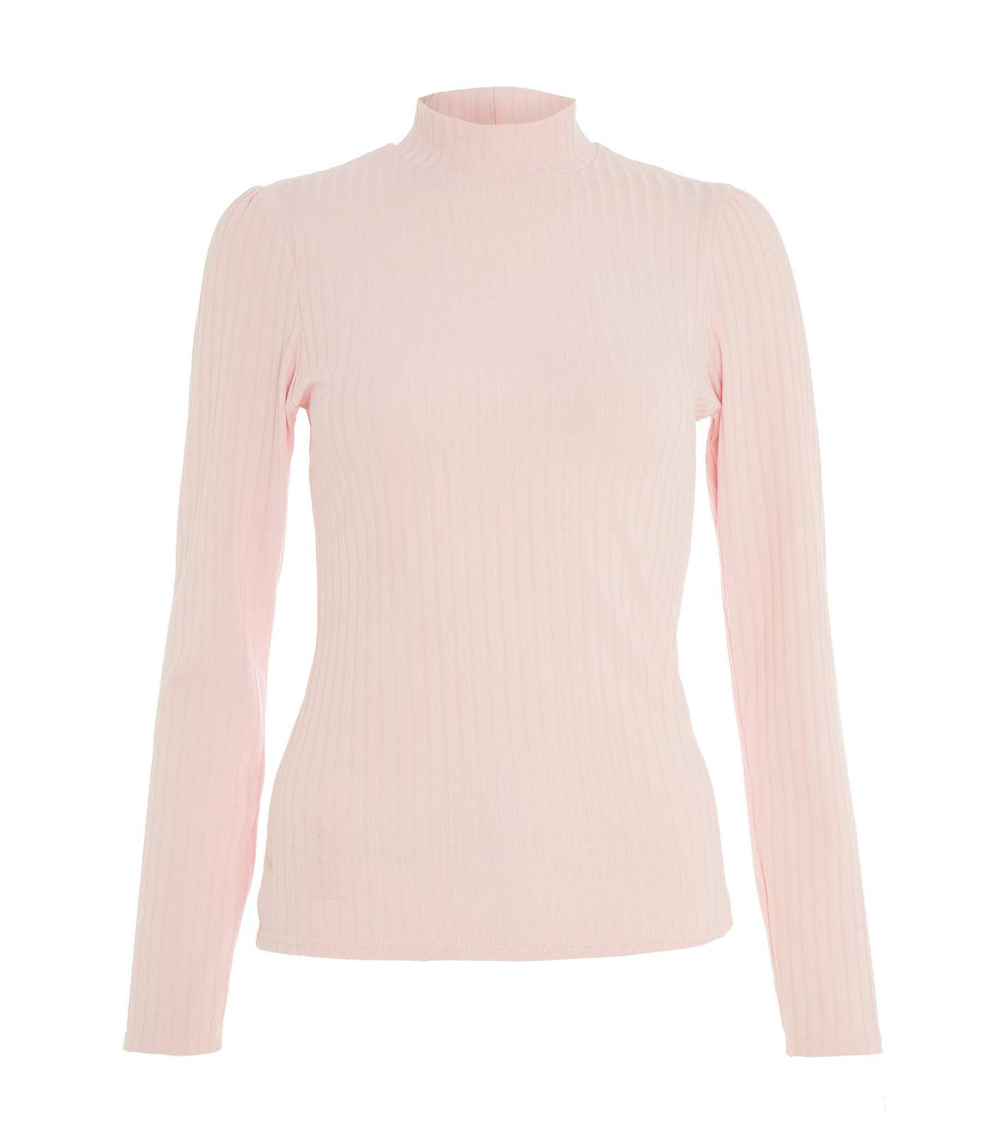 QUIZ Pink Ribbed Knit High Neck Top Image 4