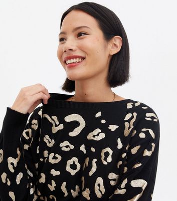 Black shop leopard jumper