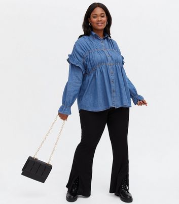 Click to view product details and reviews for Blue Vanilla Curves Blue Denim Ruched Shirt New Look.