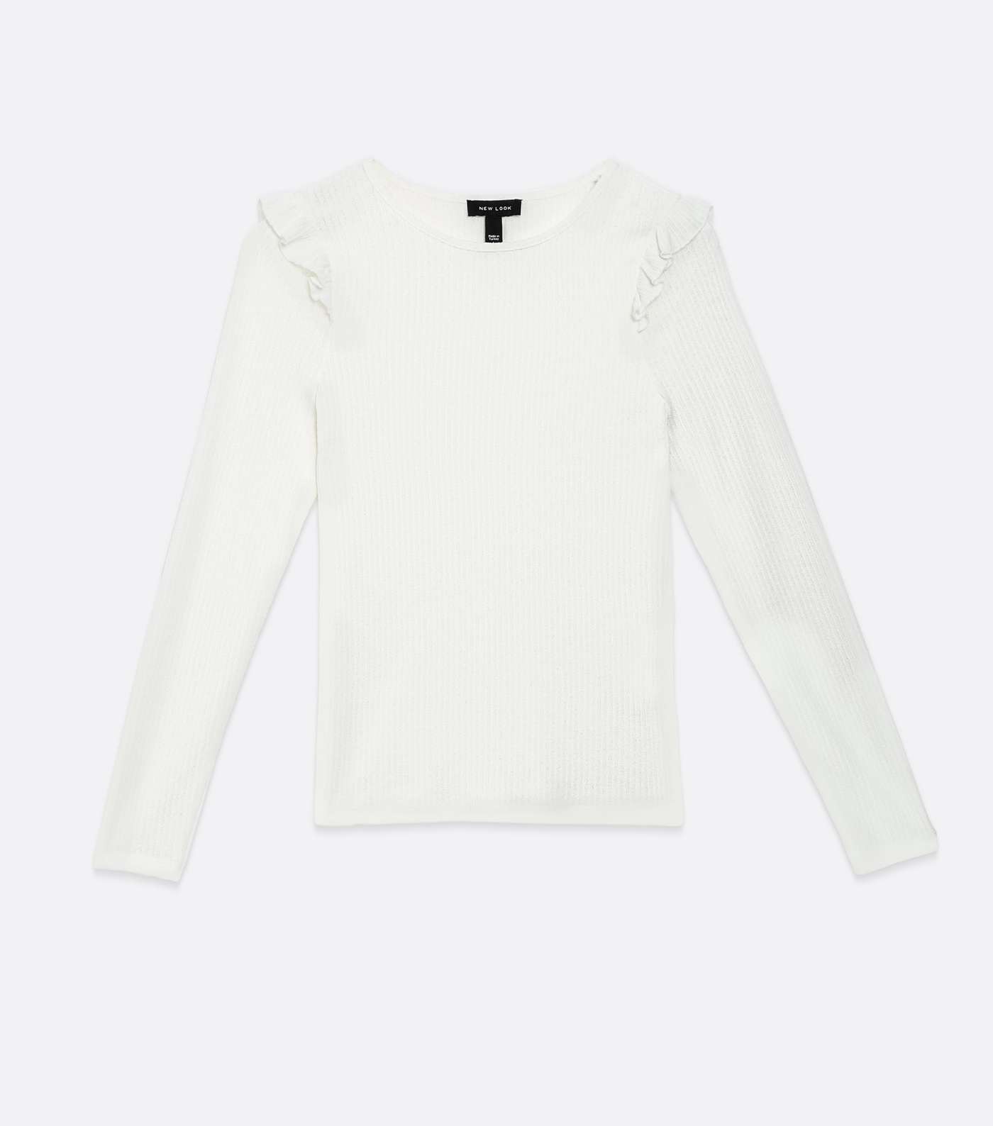 Off White Fine Knit Frill Long Sleeve Top Image 5