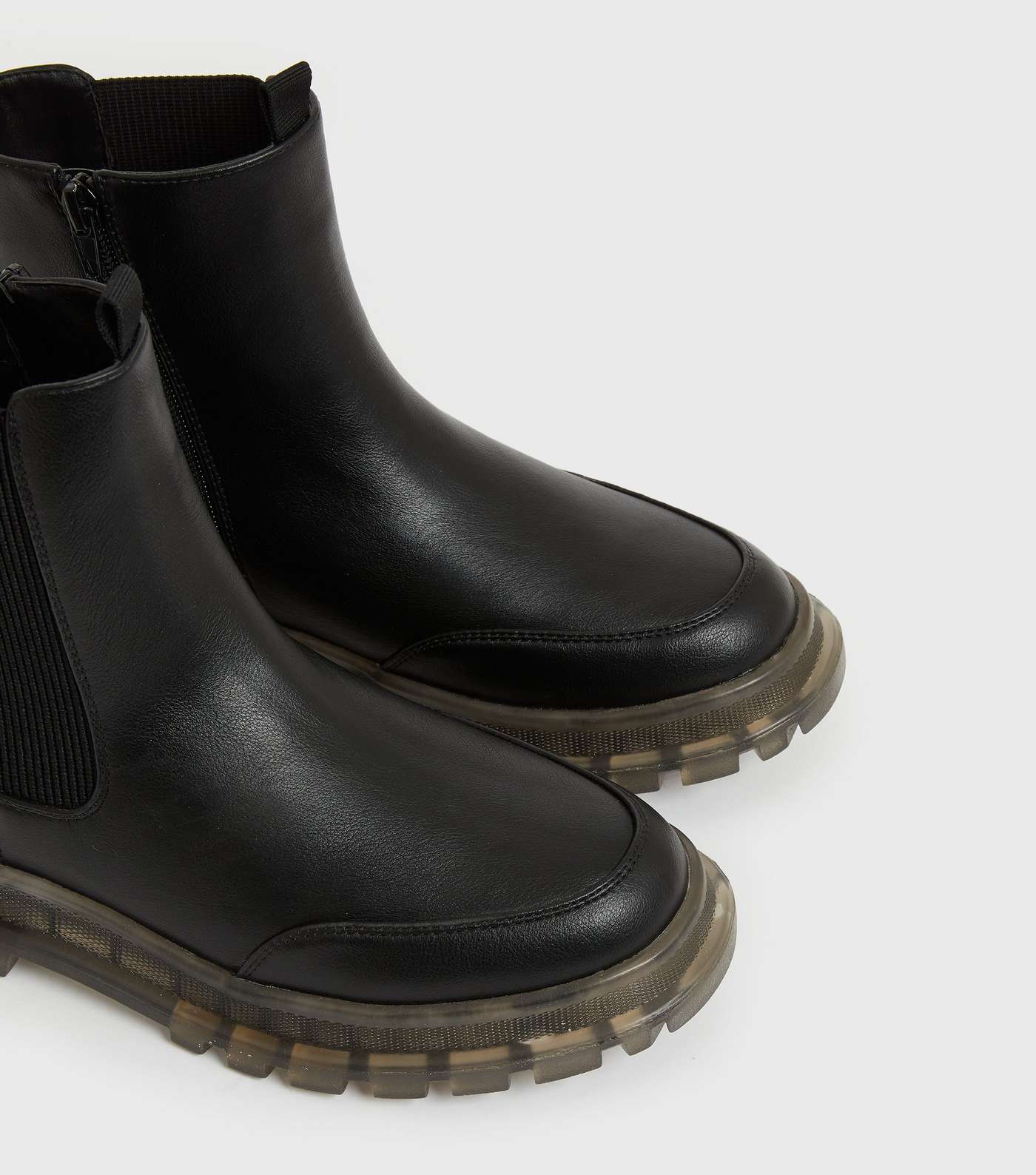 Girls Black Chunky Cleated Chelsea Boots Image 4