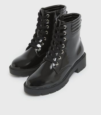 Ladies black clearance patent boots