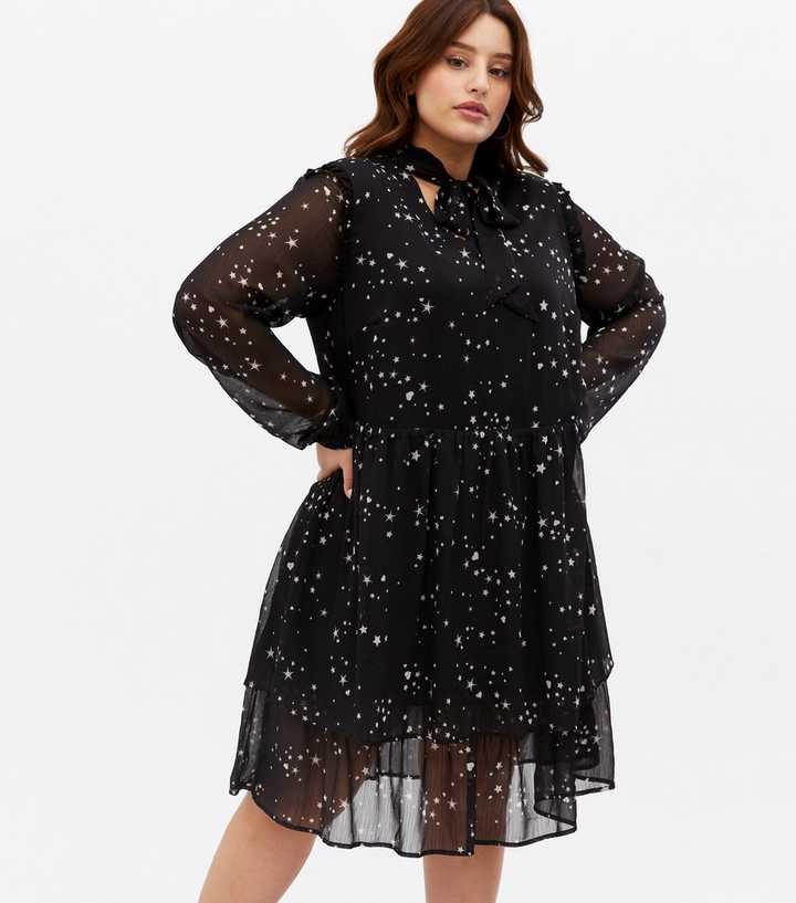 Plus Size Sequin Star And Heart Mini Dress