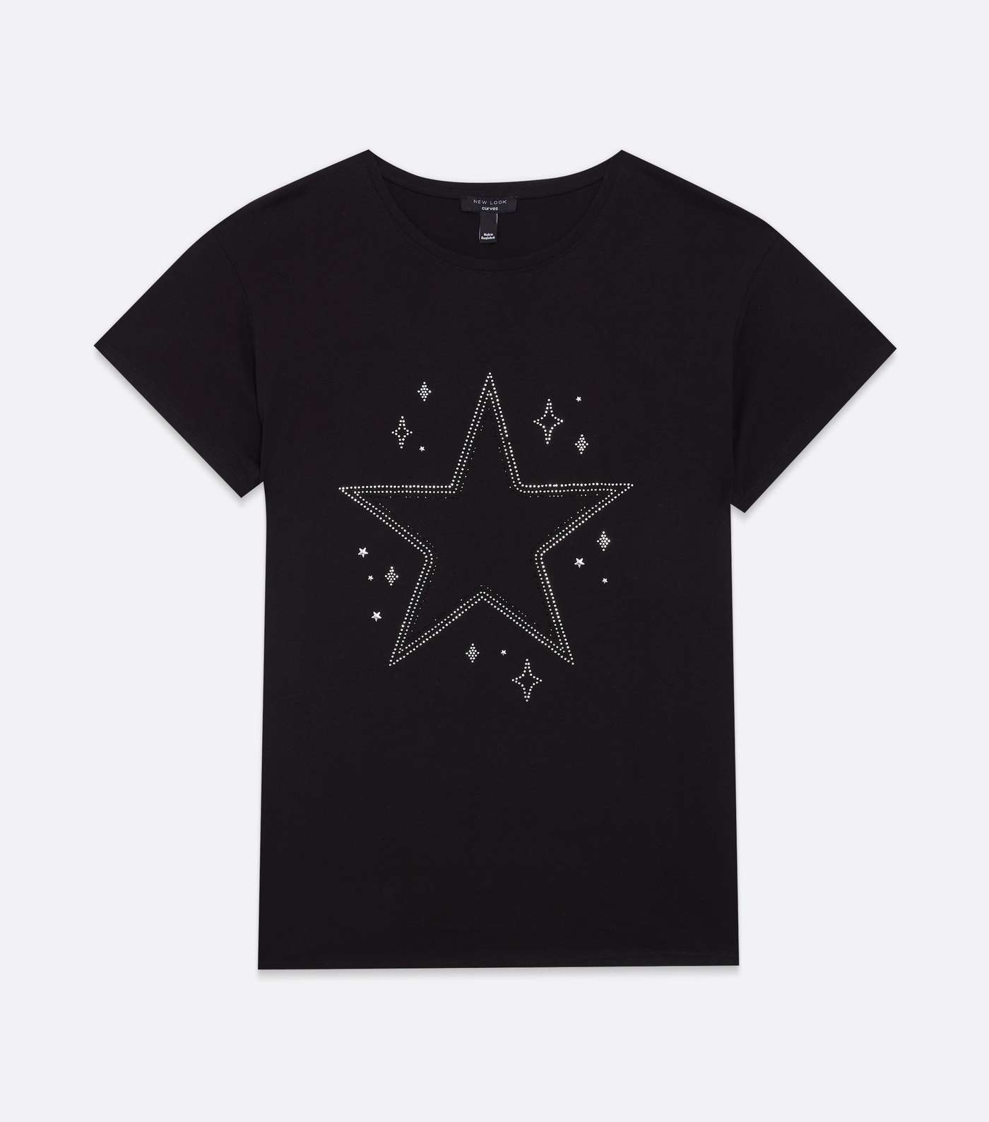 Curves Black Diamanté Star T-Shirt Image 5