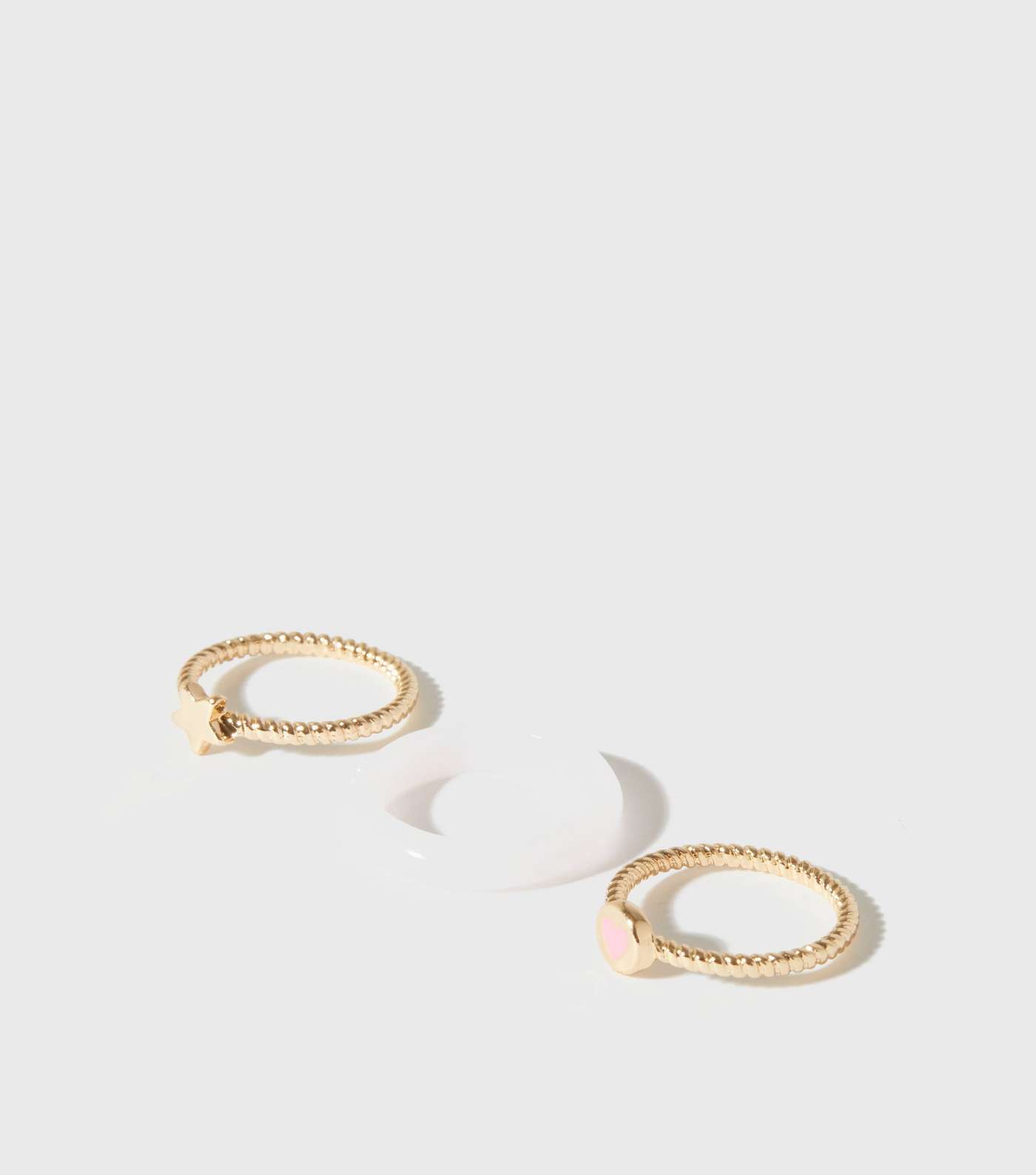 Girls 3 Pack Pale Pink and Gold Stacking Rings Image 2