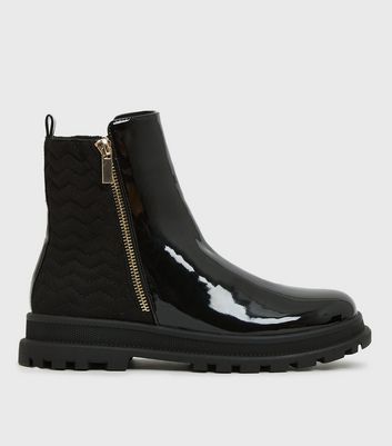 patent quilted boots