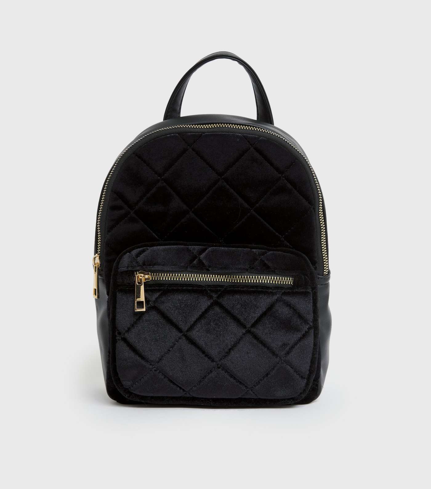 Girls Black Quilted Velvet Backpack