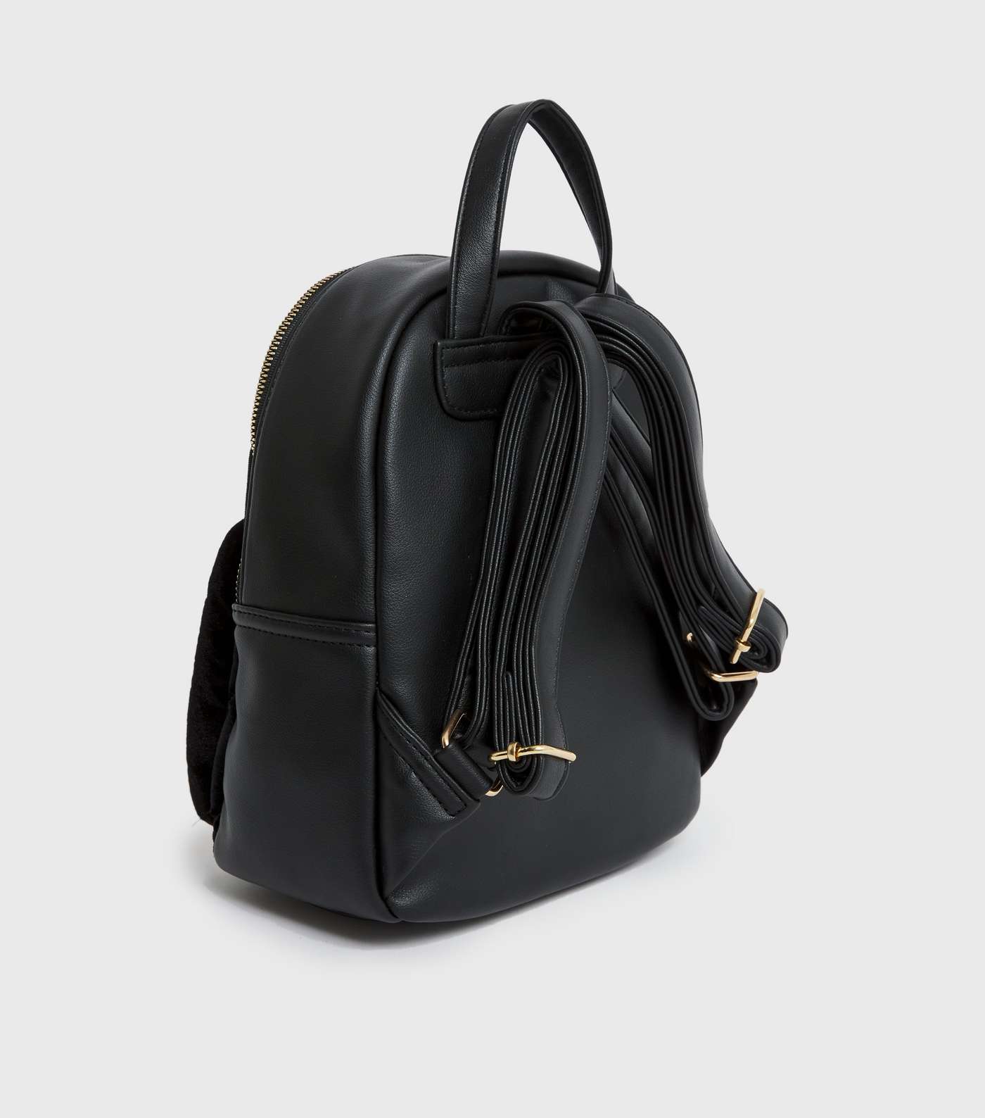 Girls Black Quilted Velvet Backpack Image 3