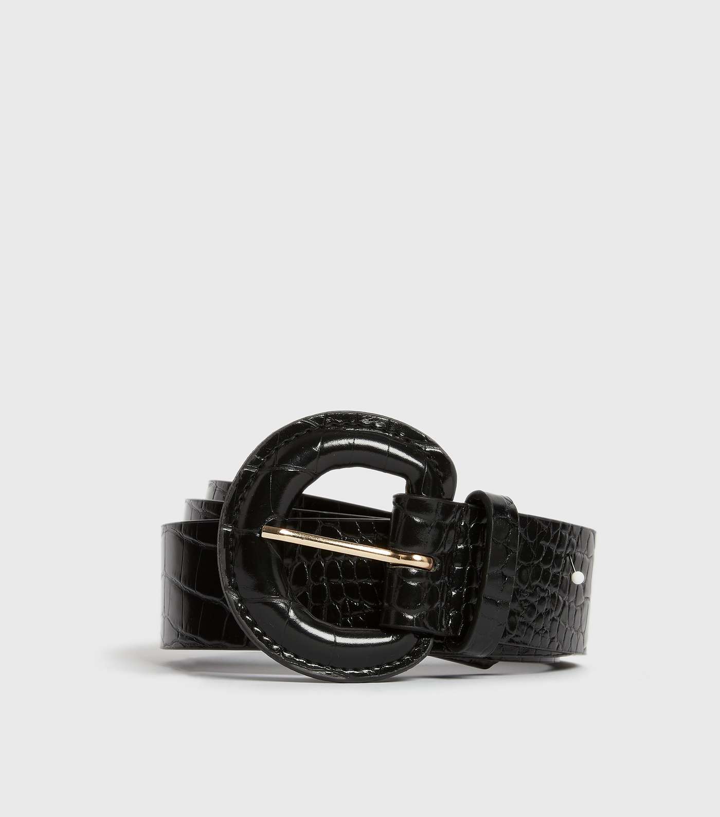 Black Faux Croc Waist Belt