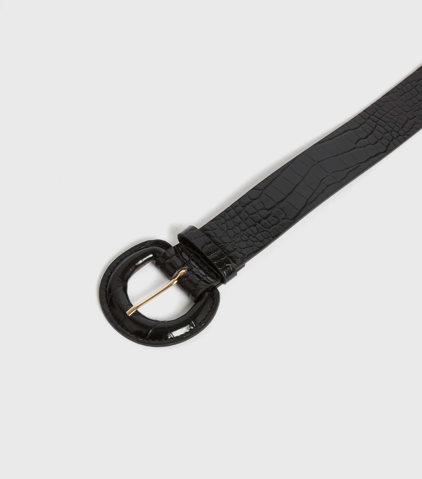 Black Faux Croc Waist Belt Image 3