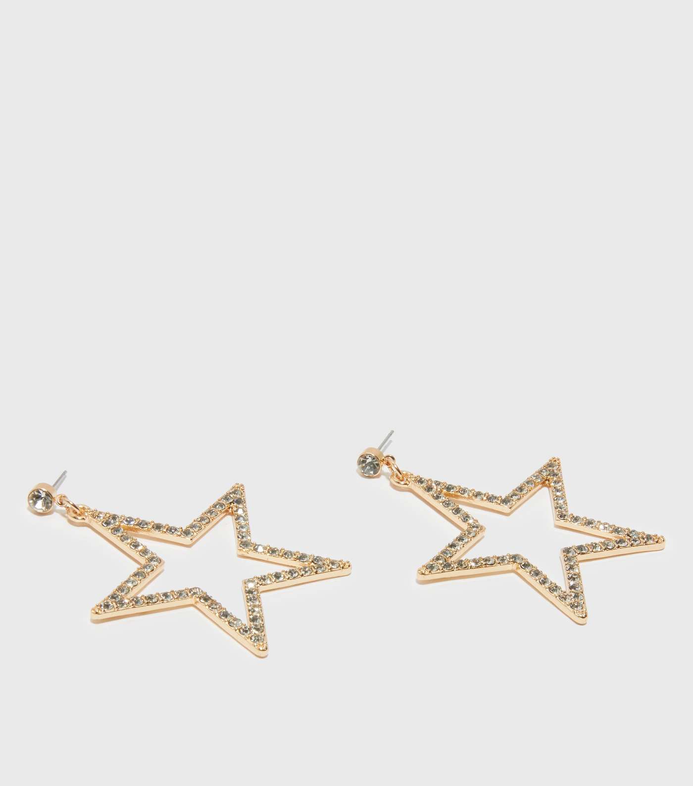 Superstar Gold Diamanté Star Drop Stud Earrings