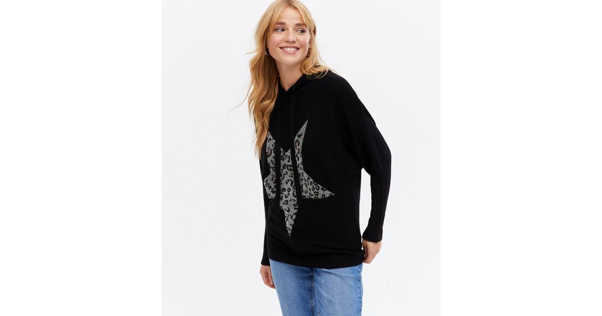 Mint Velvet Star Sweatshirt Mint Velvet Black Animal Star Front Jumper