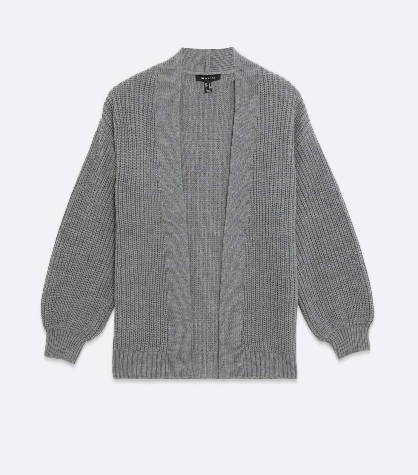 Grey Knit Puff Sleeve Cardigan Image 5