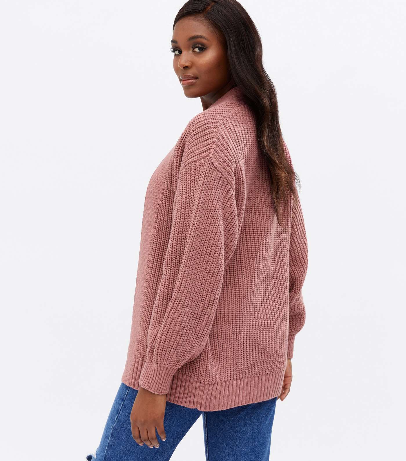 Mid Pink Knit Puff Sleeve Cardigan Image 4
