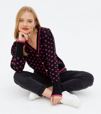 Click to view product details and reviews for Pink Vanilla Pink Spot Faux Pearl Button Cardigan New Look.