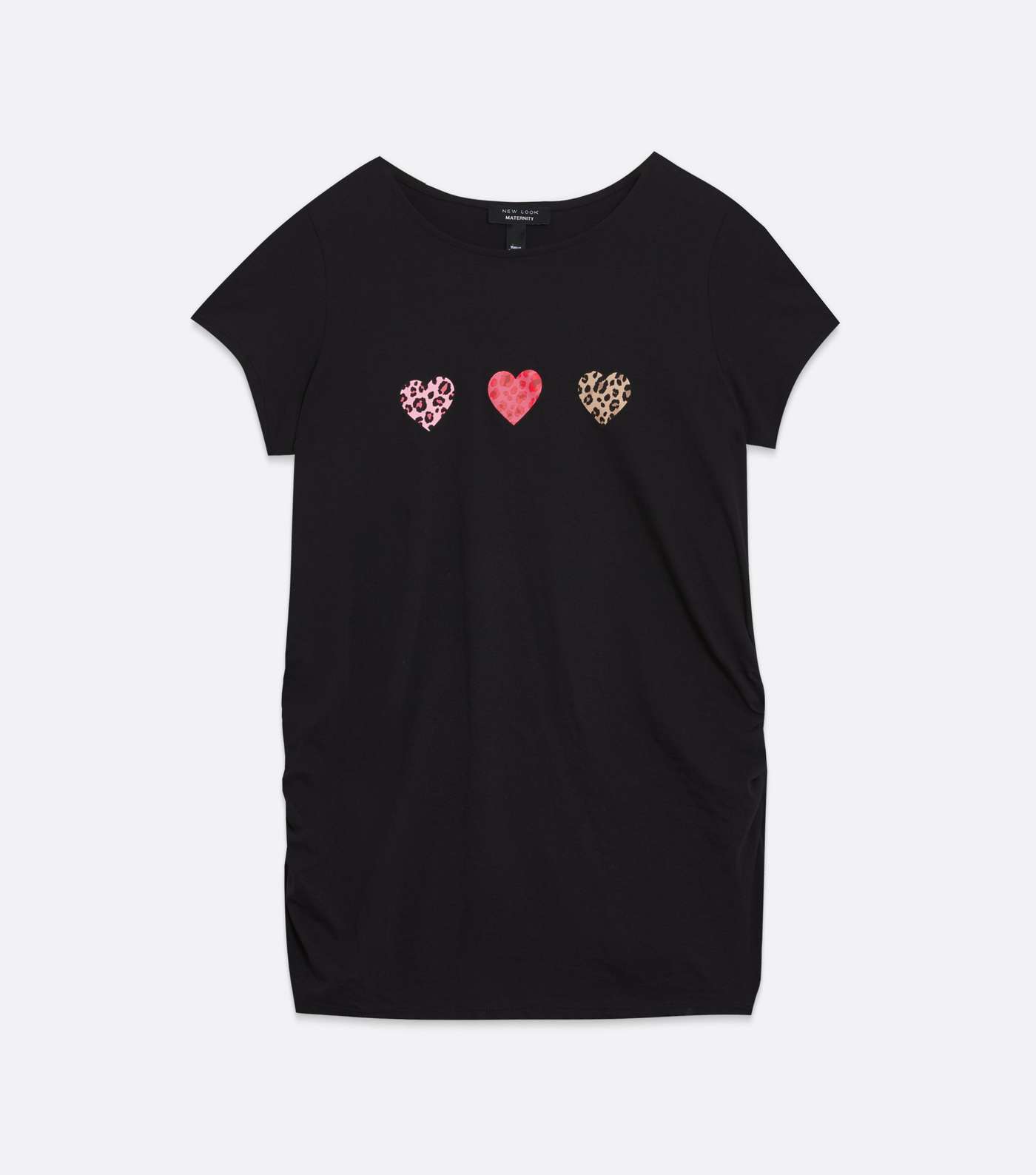 Maternity Black Leopard Print Heart T-Shirt Image 5