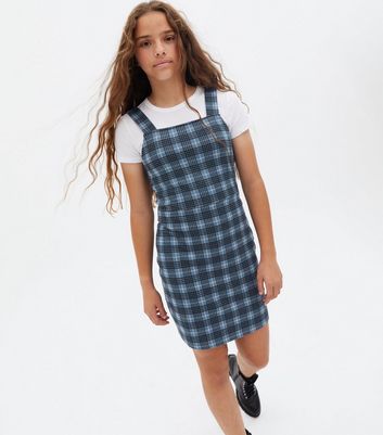 Girls blue pinafore store dress