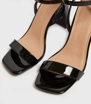 shop for Black Patent Twist Strap Block Heel Sandals New Look Vegan at Shopo