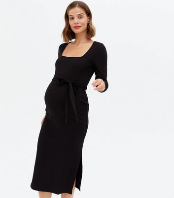 midi black maternity dress