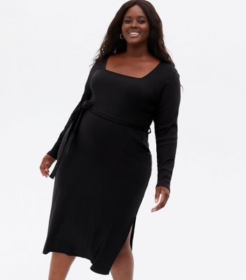 Click to view product details and reviews for Maternity Black Ribbed Tie Waist Midi Dress New Look.