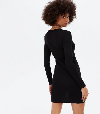 mini black knit dress