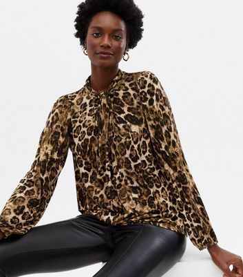 Leopard print high neck blouse best sale