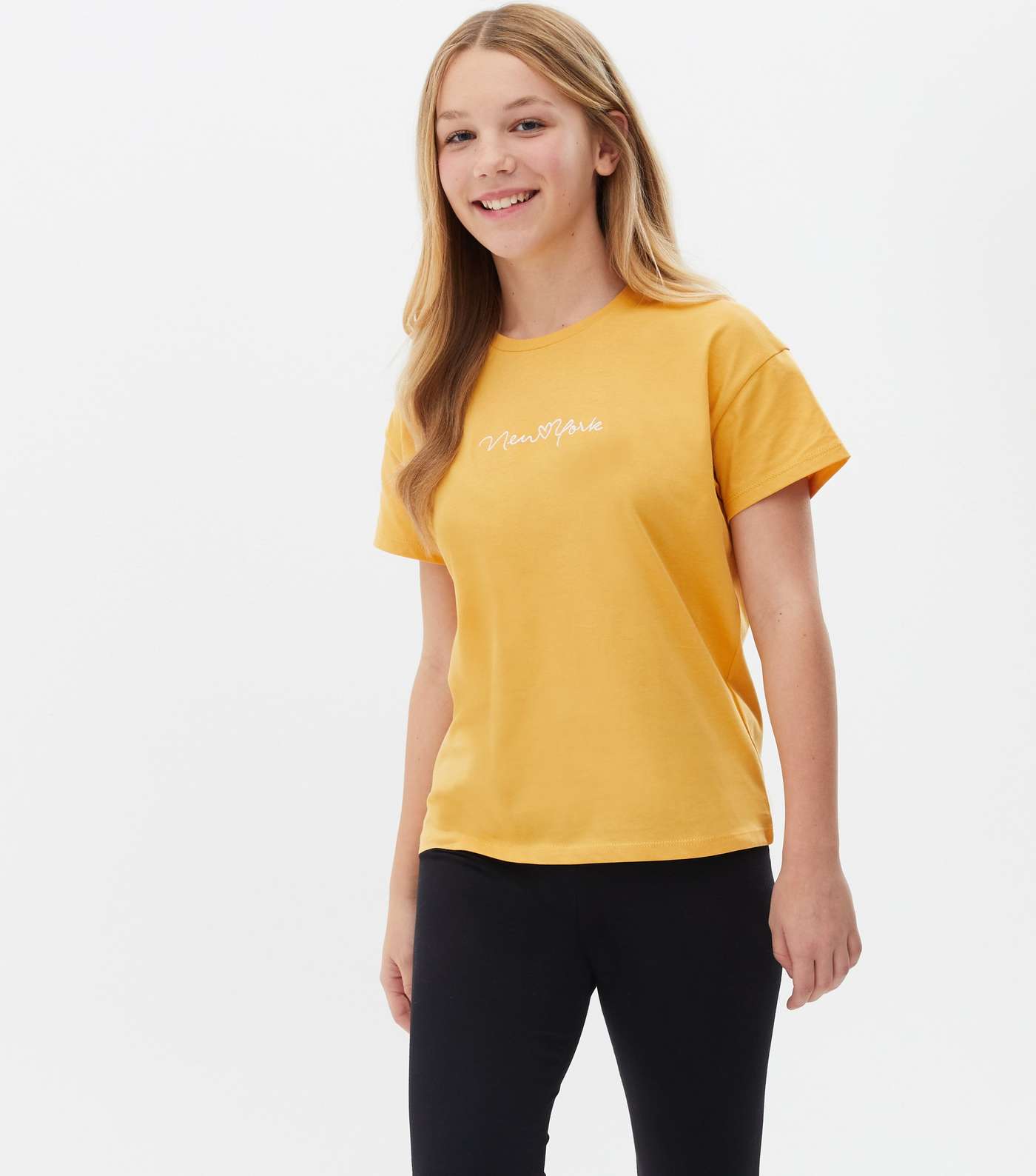Girls Mustard New York Heart Logo T-Shirt and Legging Set