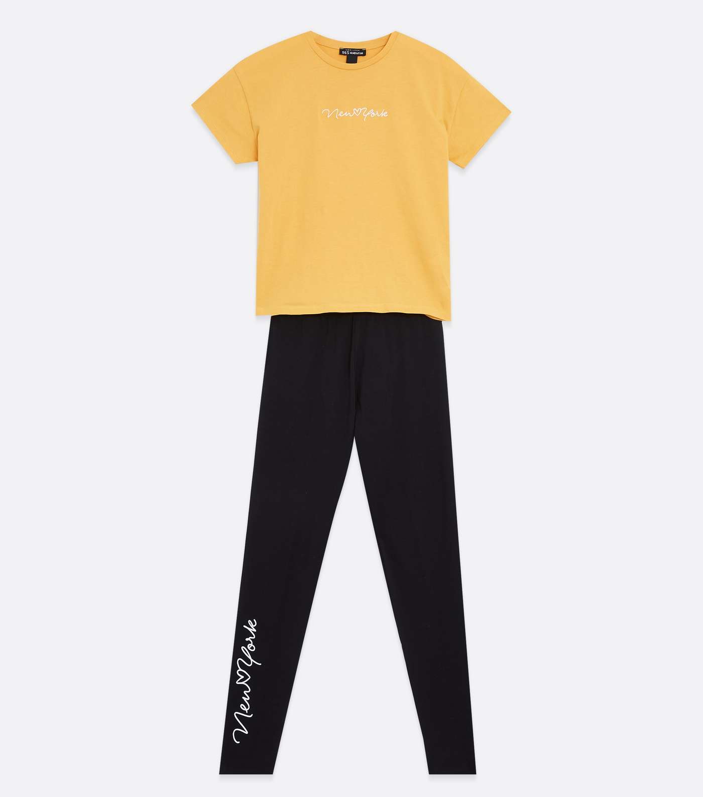 Girls Mustard New York Heart Logo T-Shirt and Legging Set Image 5