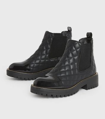 black quilted chelsea boots