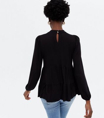 Click to view product details and reviews for Black Long Sleeve Peplum Top New Look.