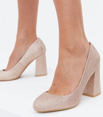 Wide Fit Rose Gold Shimmer Strappy Block Heels New Look | Compare | Trinity  Leeds