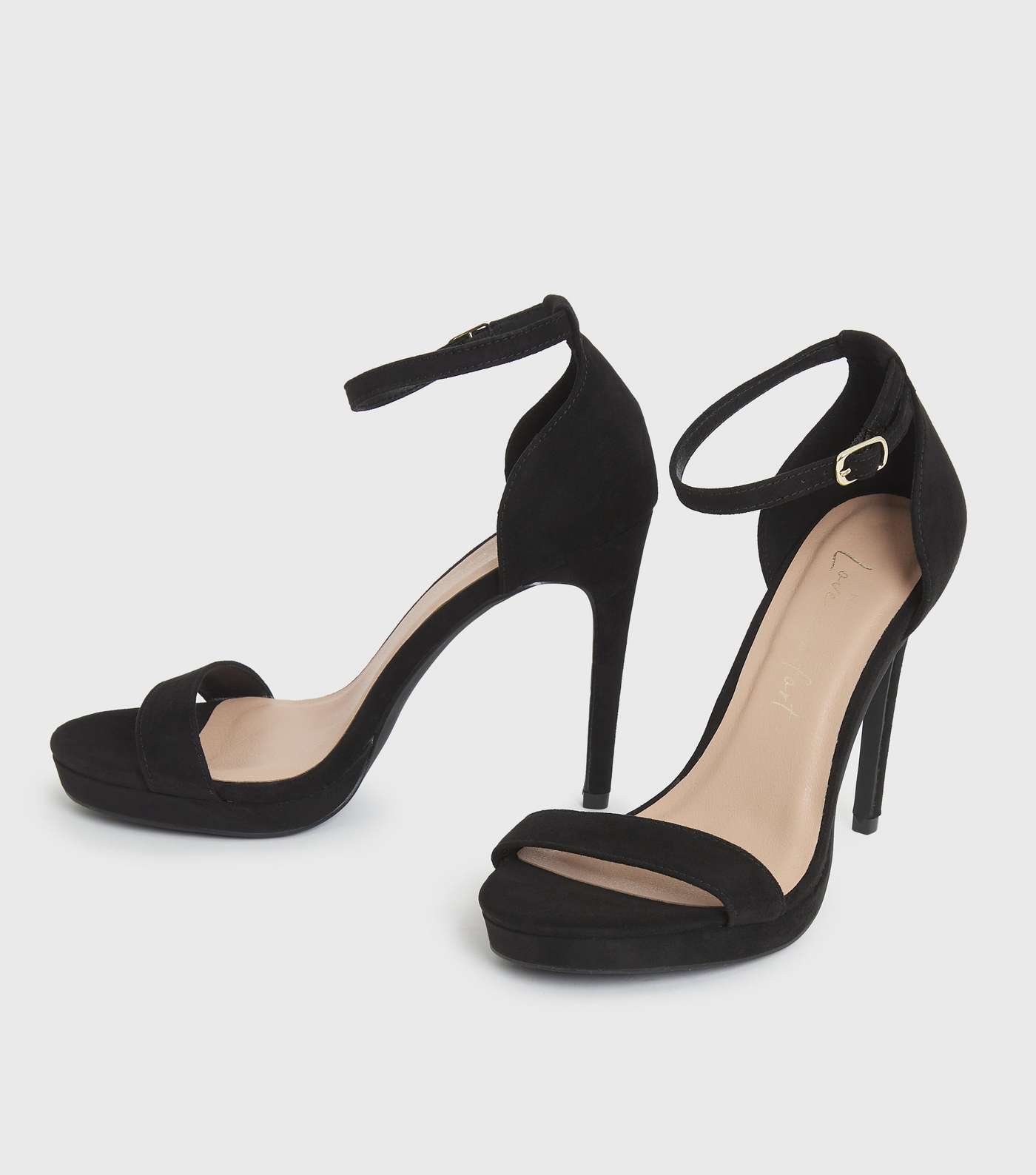 Black Suedette Platform Stiletto Heel Sandals Image 3