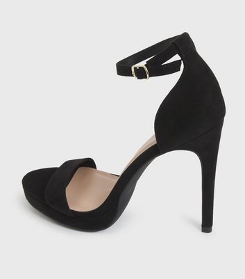 shop for Black Suedette Platform Stiletto Heel Sandals New Look Vegan at Shopo