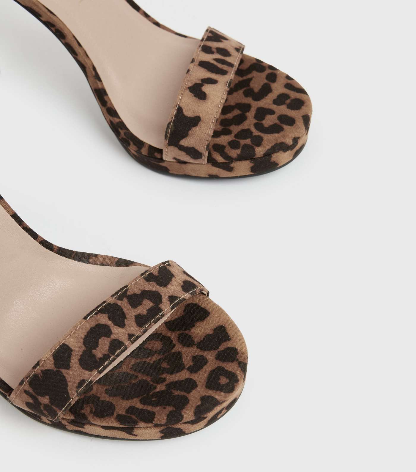 Stone Leopard Print Suedette Platform Stiletto Heel Sandals Image 4