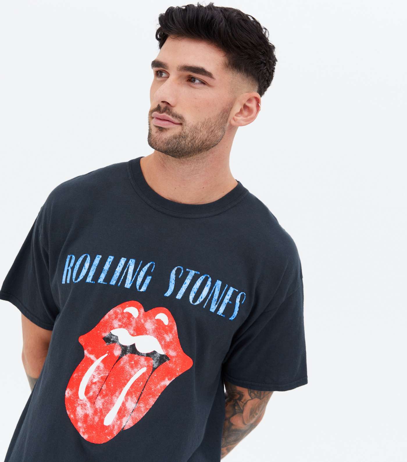 Grey Rolling Stones Logo T-Shirt Image 3
