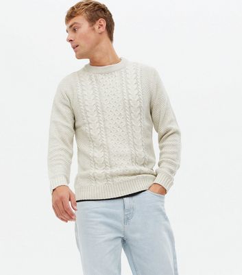 white cable sweater