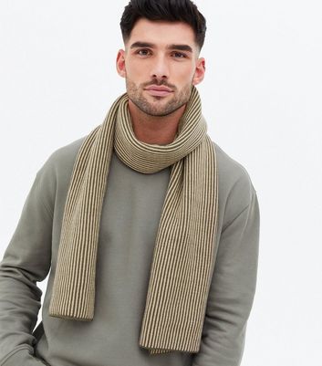 Jack & Jones Khaki Stripe Knit Scarf | New Look