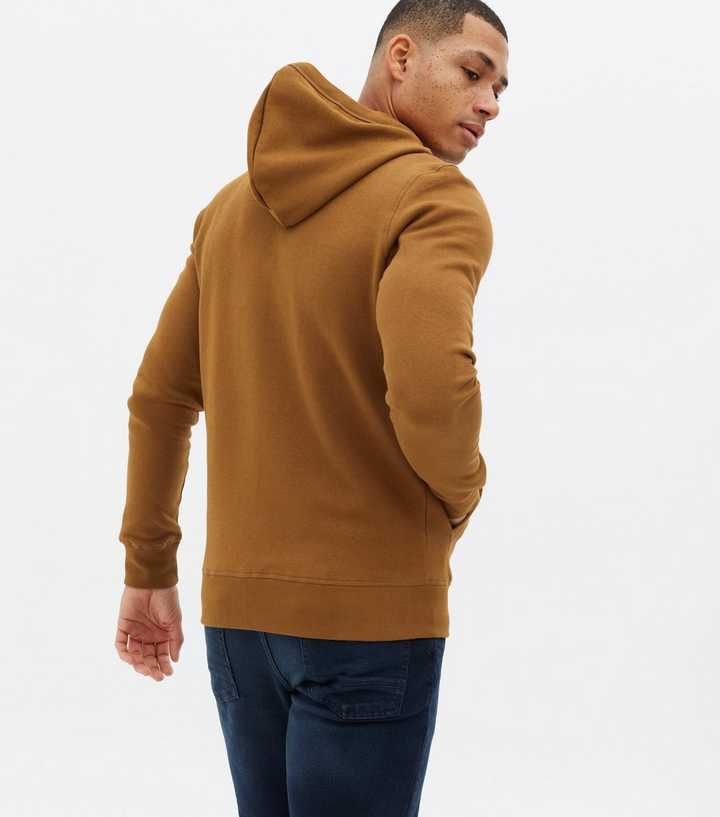 Jack u0026 Jones Tan Embroidered Zip Hoodie | New Look