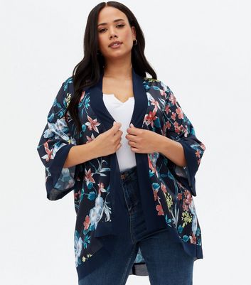 plus size floral kimono cardigan